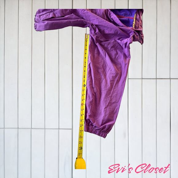 HOM  Jacket Mens, Purple Wind Breaker Pullover Front Side Pockets Hooded - Picture 12 of 14